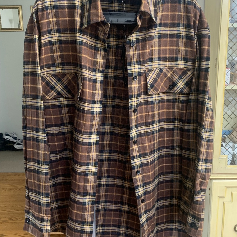 AMIRI Brown and Blue Plaid Shirt